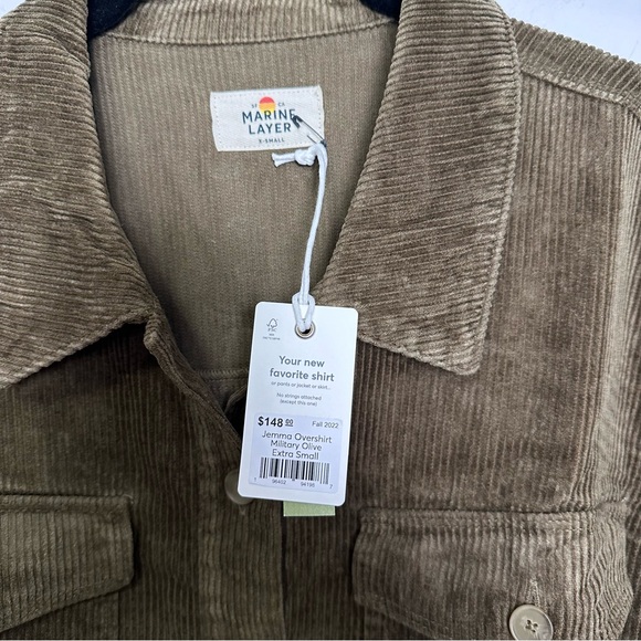 Marine Layer Jemma Overshirt Military Olive Shacket Shirt XS Hemp Organic Cotton - Picture 6 of 9